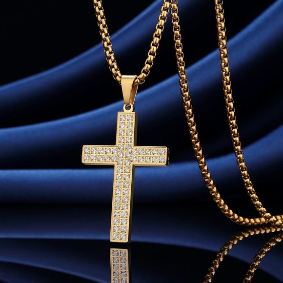 Men Stainless Steel Crucifix Cross Jesus Christ Pendant Necklace - Picture 2 of 9